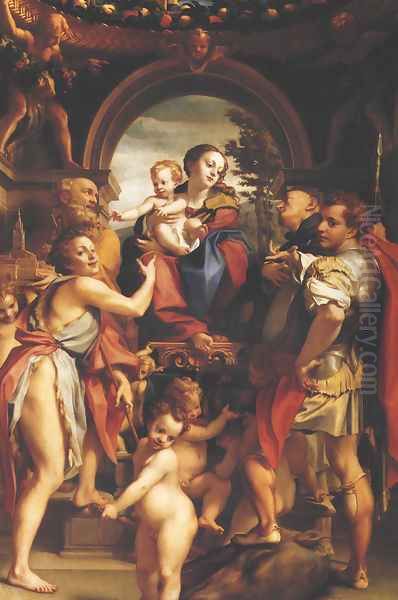 Madonna of St. George (Madonna di san Giorgio) Oil Painting by Antonio Allegri da Correggio