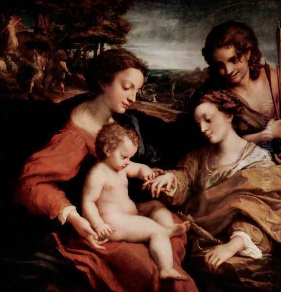 Mystical Marriage of St. Catherine of Alexandria with Christ Oil Painting by Antonio Allegri da Correggio