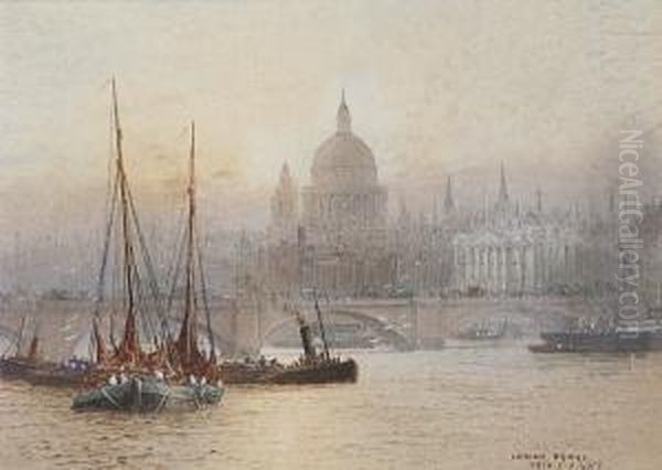 London Bridge Oil Painting by Frederick E.J. Goff