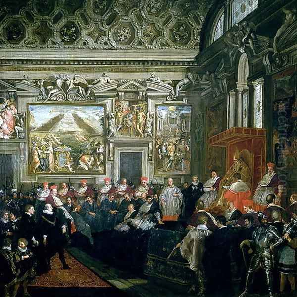 Pope Paul V (1522-1621) with an Audience, 1620 Oil Painting by Pietro Da Cortona (Barrettini)