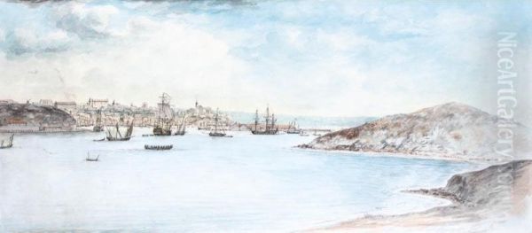Shipping Off Elsinore, Denmark Oil Painting by Charles Gore