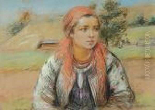 Wiejska Dziewczyna Oil Painting by Stanislaw Gorski