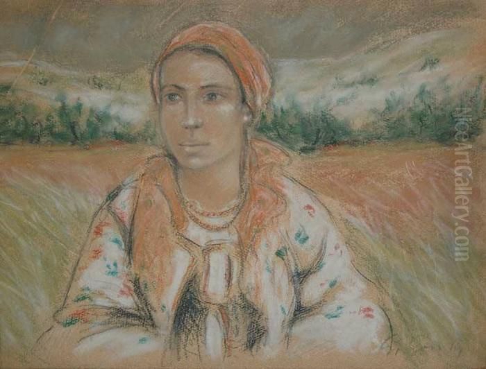 Dziewczyna W Chuscie Oil Painting by Stanislaw Gorski