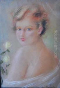Portret Kobiety Z Roza