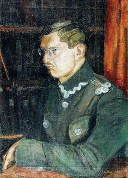 Portret Por. Waclawa Styk-stachiewicza Oil Painting by Leopold Gottlieb
