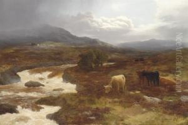 A Spate In The Highlands Oil Painting by Peter Graham