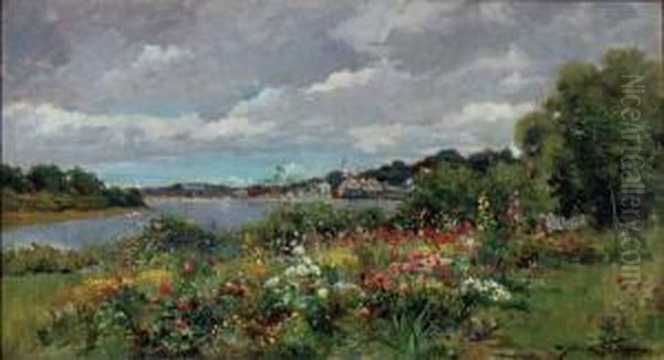 Flower Garden, Kennebunkport, Maine Oil Painting by Abbott Fuller Graves