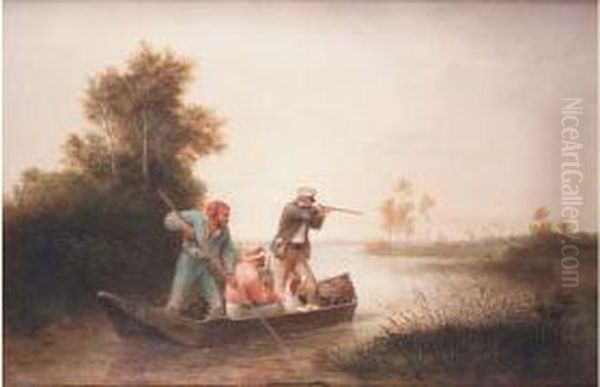 Ecole Francaise Du Xixeme Siecle. Oil Painting by Francois, Francisque Grenier De Saint Martin