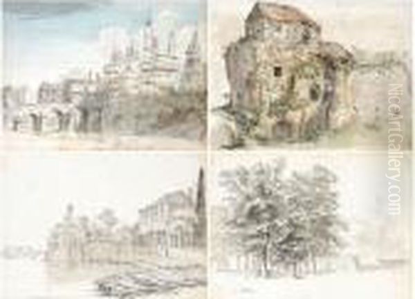 An Album Of Drawings And Watercolours Of French And London Views Oil Painting by Samuel Hieronymus Grimm