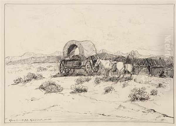 American, - Wagon Trains:eight Oil Painting by Albert Lorey Groll