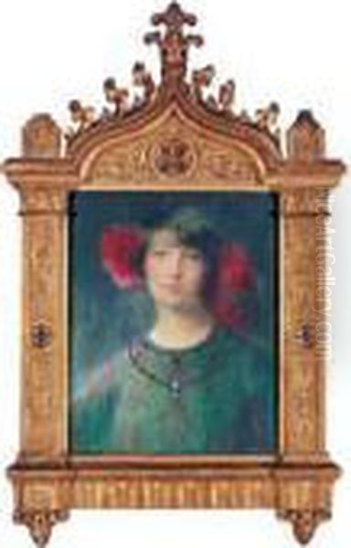 Jeune Femme A La Perle. Oil Painting by Lucien Victor Guirand De Scevola