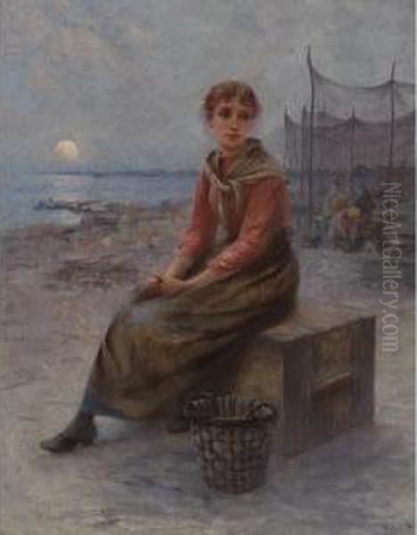 Reverie Oil Painting by August Wilhelm Nikolaus Hagborg