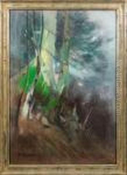 Birken Am Ufer Oil Painting by Karl Hagemeister