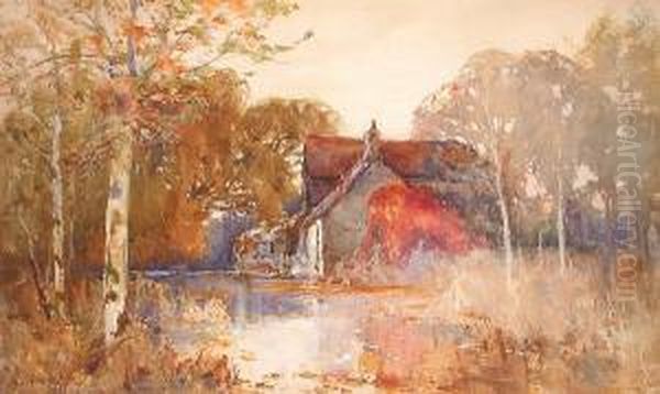 River Landscape Oil Painting by George Charles Haite