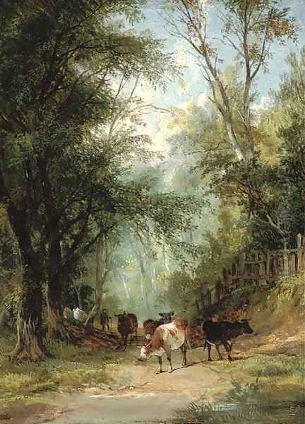 The ford Oil Painting by Thomas Creswick