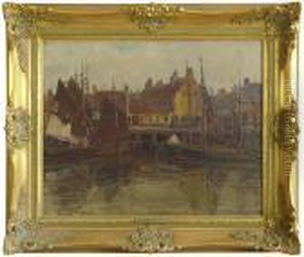 Hollandische Hafenansicht Oil Painting by Wilhelm Hambutchen