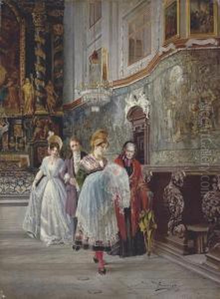 The Christening Oil Painting by Johann Hamza