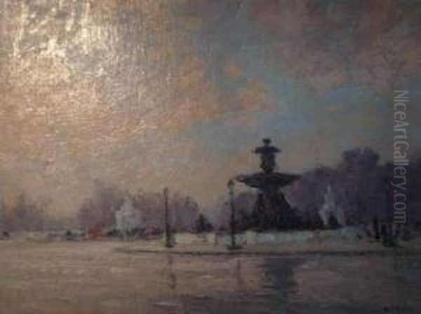 Place De La Concorde Oil Painting by Rene Hanin