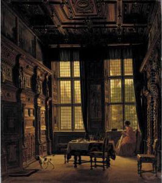 Interior: Copenhagen Oil Painting by Heinrich Hansen