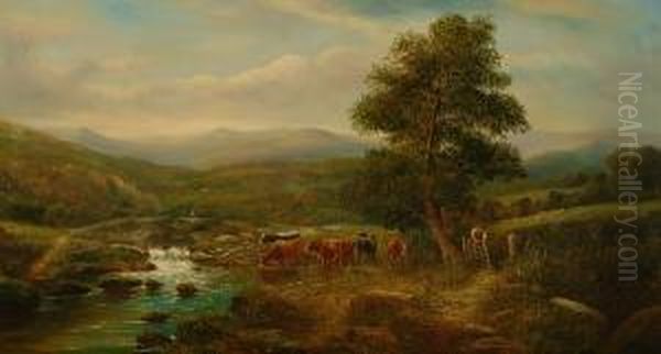 An Extensive Highland Landscape Oil Painting by Henry Harris