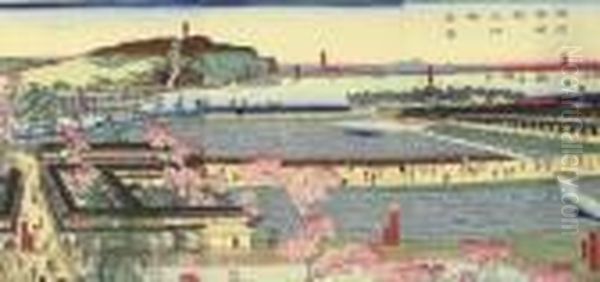 Yokohama Miyozakicho Daimonbashi
 Shinkei (true View Of Daimon Bridge In Miyozaki District, Yokohama) Oil Painting by Sadahide Hashimoto