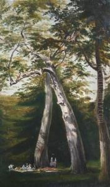 Picnic In Theforest Oil Painting by Robert Havell, Jr.