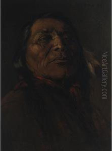 Portrait Of A Sioux Warrior Oil Painting by James Henderson