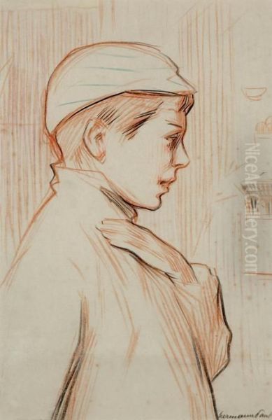 Portrait De Jeune Garcon De Profil Oil Painting by Rene Georges Hermann-Paul