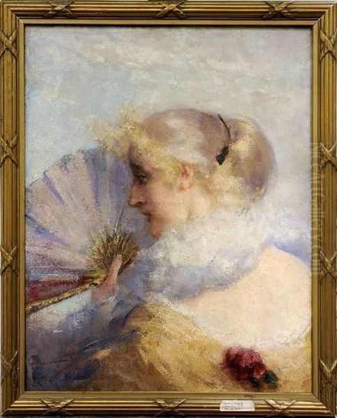[femme A L'eventail] Oil Painting by Charles Hermans