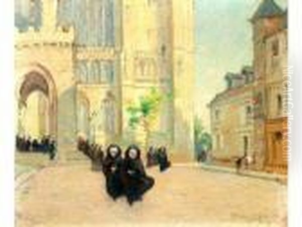 Sortie De Messe Oil Painting by Jules Alfred Herve-Mathe
