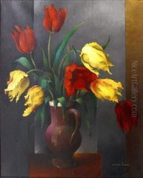 Vase De Fleurs Oil Painting by Pierre Hode