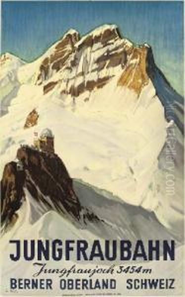 Jungfraubahn Oil Painting by Ernst Ii Hodel