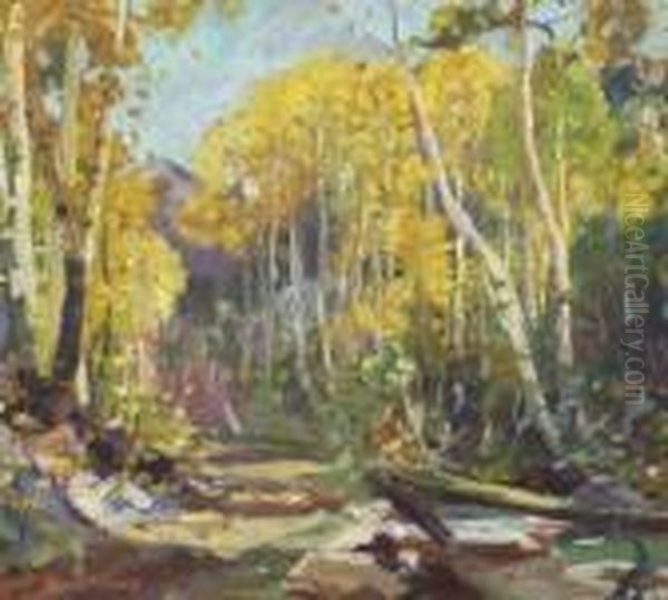 Quaking Aspen, In The Rocky Mountains, Near Taos New Mexico Oil Painting by Carl Hoerman