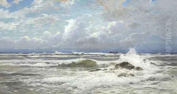 Stormy Seas Oil Painting by Hermann David Salomon Corrodi