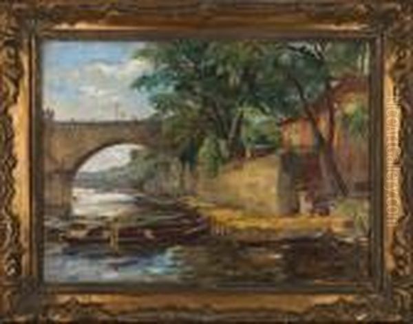 Karluv Most Od Certovky Oil Painting by Karel Holan