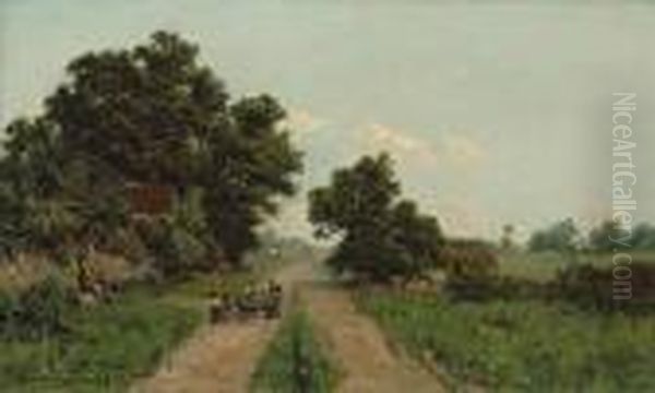 A Country Road In France Oil Painting by Ramsome Gillet Holdredge