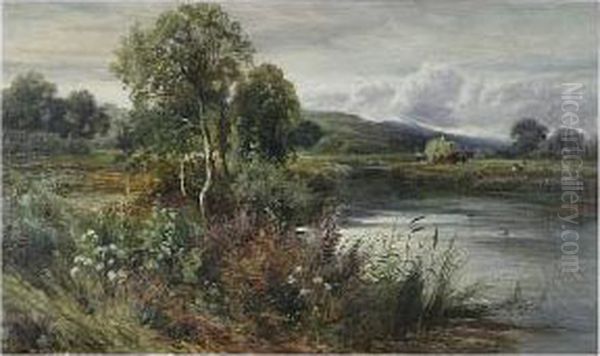 Haymaking Near Gt Marlow Oil Painting by John Horace Hooper