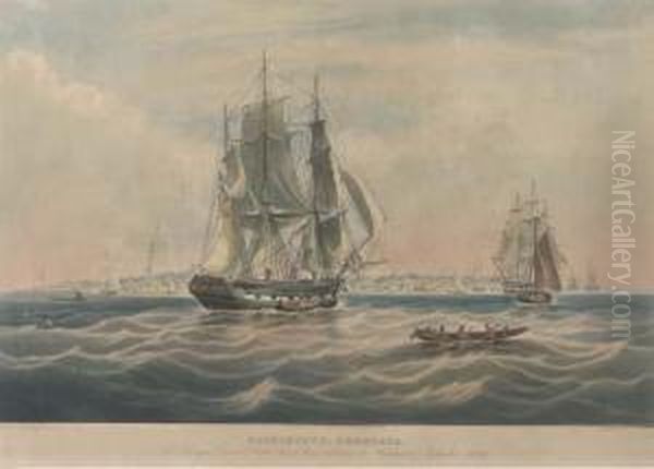 Georgetown, Demerara, The Barque
 Caesar, Captain Frances Sims,entering The Harbour, September 1839, By 
C. Rosenberg Oil Painting by William Huggins