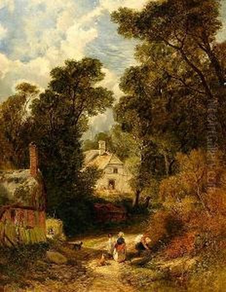 The Village Of Pyrford, Surrey Oil Painting by Frederick William Hulme