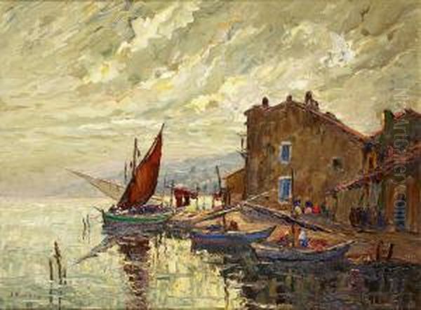 Soleil Levant Aux Martigues Oil Painting by Joseph Hurard