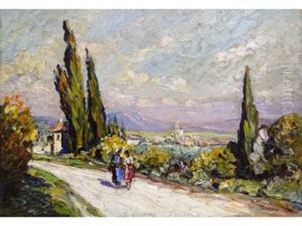 Personnages A Rochefort Oil Painting by Joseph Hurard