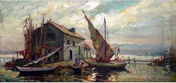 Les Bordigues A Martigues Oil Painting by Joseph Hurard