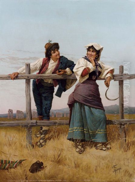 Innamorati Ciociari Oil Painting by Filippo Indoni