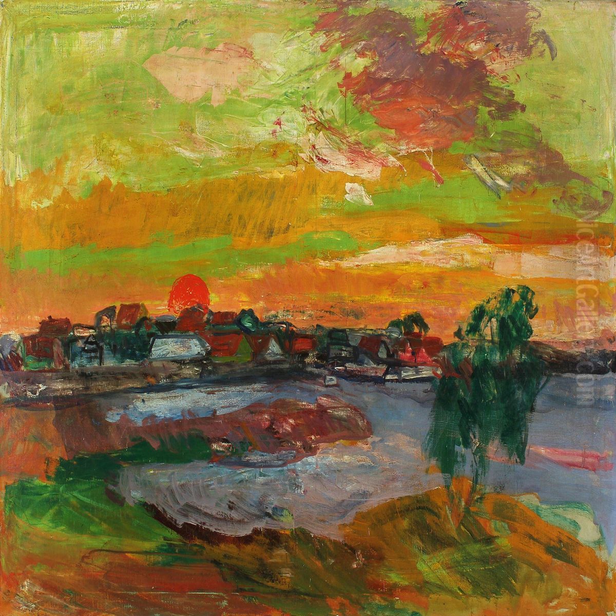 Landscape, Svaneke Oil Painting by Kraesten Iversen