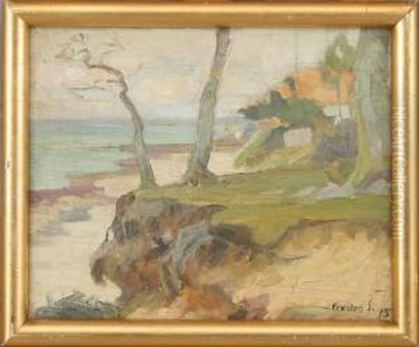 A View From An Inlet Oil Painting by Kraesten Iversen