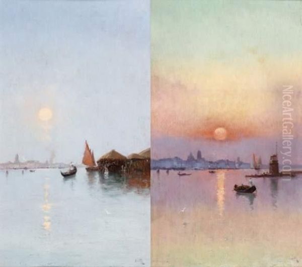 Au Lever Du Soleil, Venise Oil Painting by Marie Joseph Leon Clavel Iwill