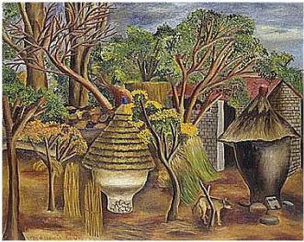 Coscomates Oil Painting by Maria Izquierdo