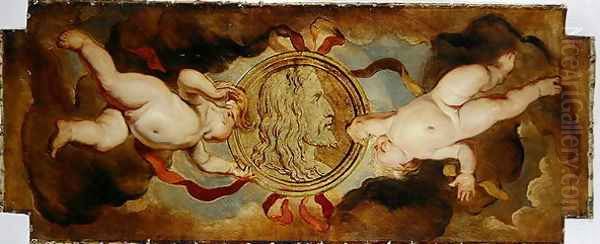 Medallion Portrait of Albrecht Durer (1471-1528) Oil Painting by Hans (Johann von Strasiripka) Canon