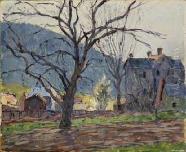 A Pennsylvania Winter Landscape Oil Painting by John Wells James