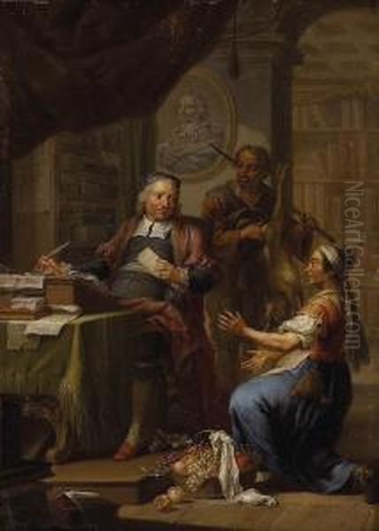 Money Lender Oil Painting by Franz Christoph Janneck